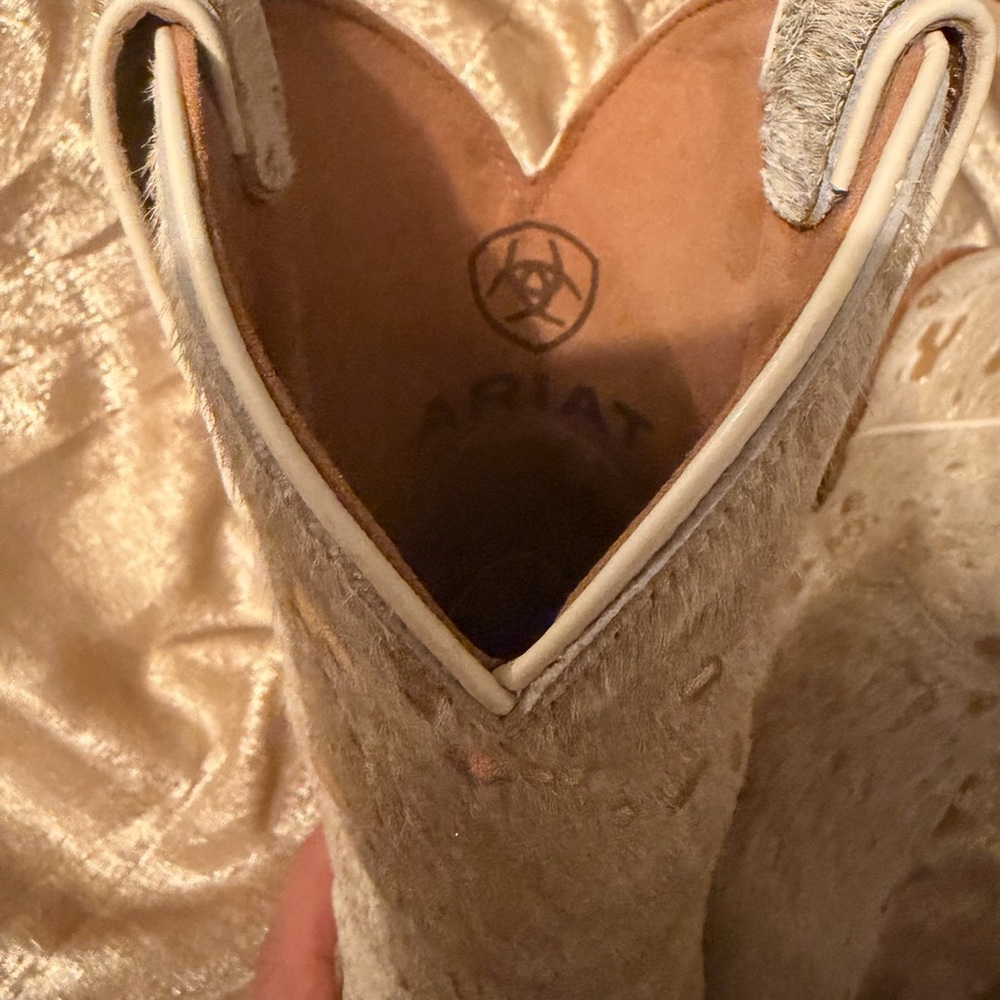 Ariat White & Gold Western Ankle Boots - Picture 7 of 8